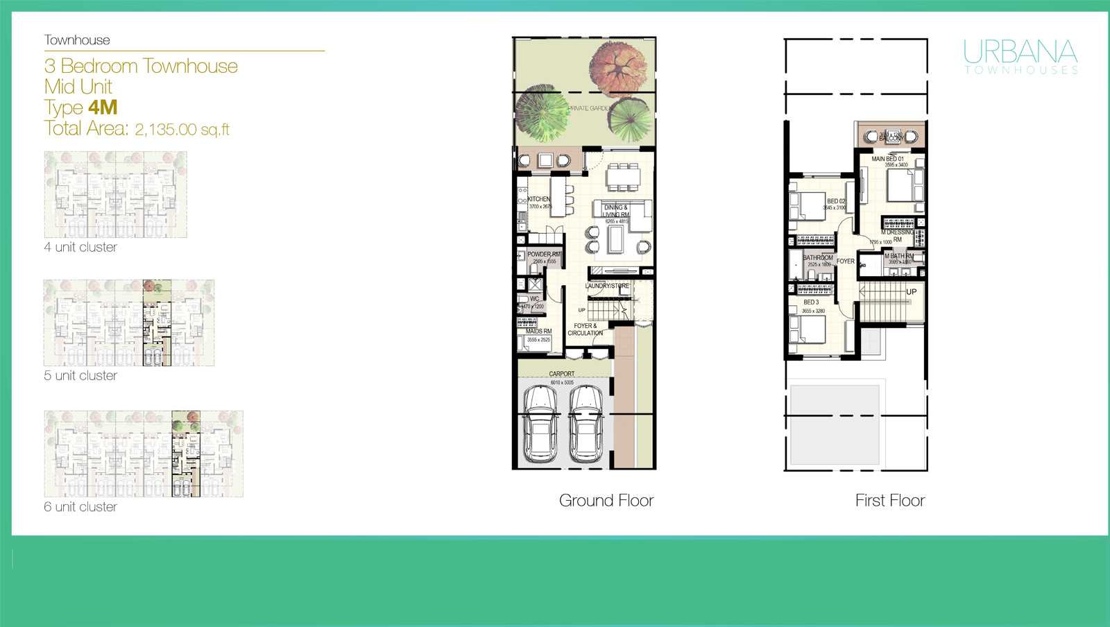 3 Bedroom Townhouse Type 4M, Size 2135 sq ft